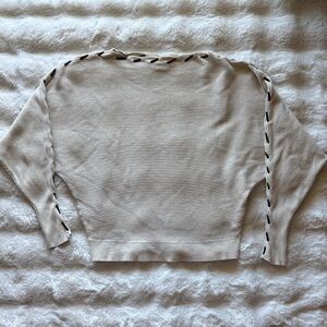 Magaschoni Beige Sweater with Black Trim